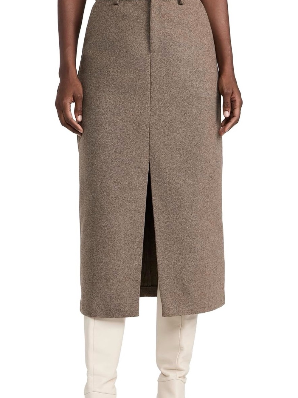 Rails Taupe Brown Midi Carolina Skirt with Front Slit 6 NWT